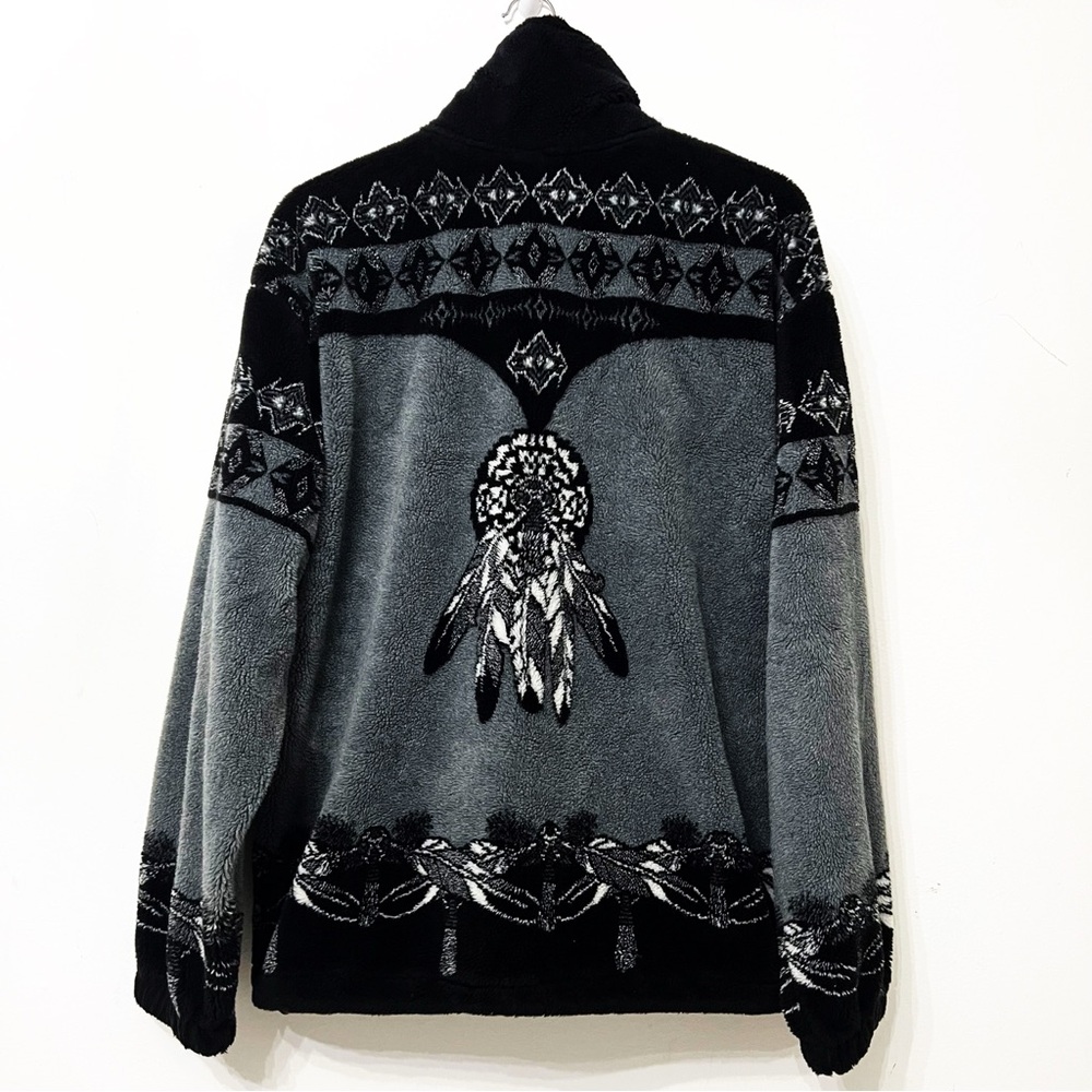 🖤MILTON FUNWEAR Southwestern Cowboy Feather Native Tribal Black and Gray Jacket